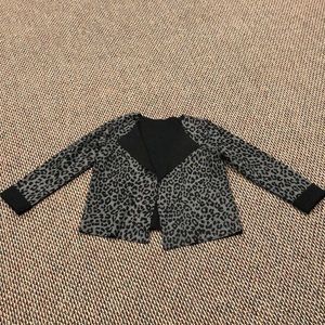 Reversible Cheetah Print Black and Charcoal Grey Wool Jacket Size M